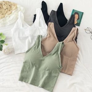 5pcs Fashion Knitted Workout Tube Vest Bra Casual Sleeveless Summer Sling